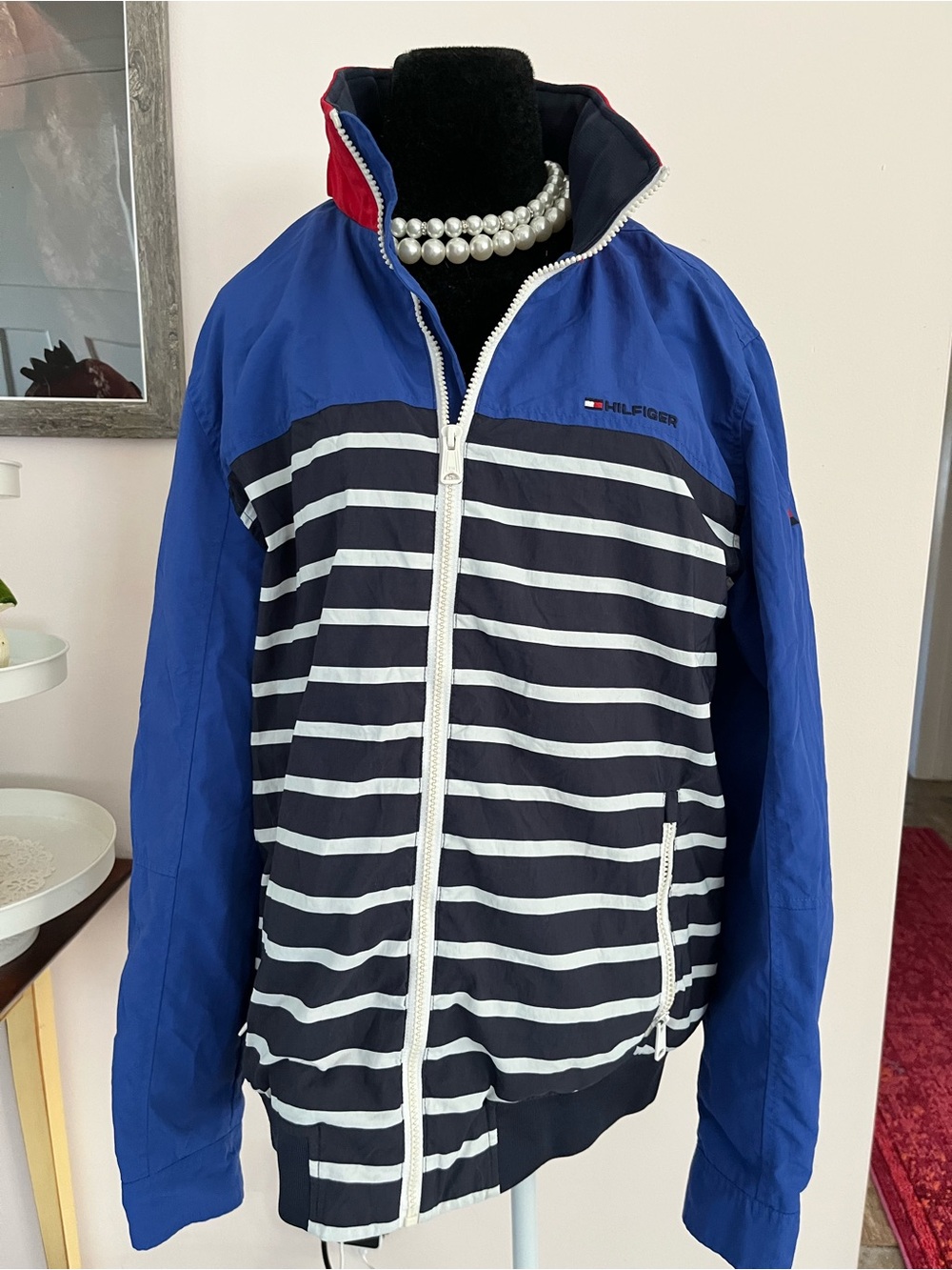 Tommy Hilfiger Blue, Navy & White Striped Windbreaker
